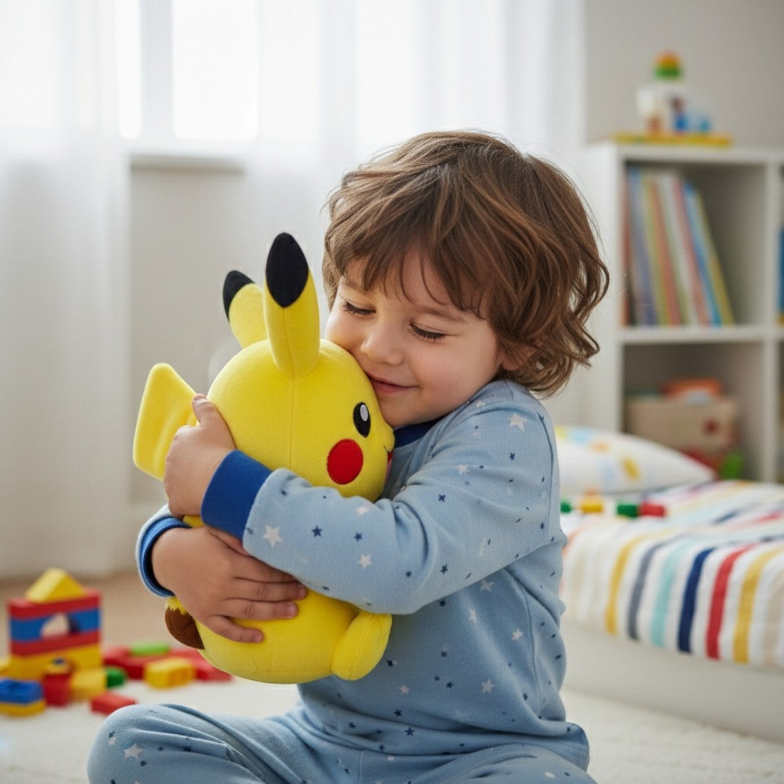 Plüschtier Pokémon – Sitzendes Pikachu mit fröhlichem Lächeln