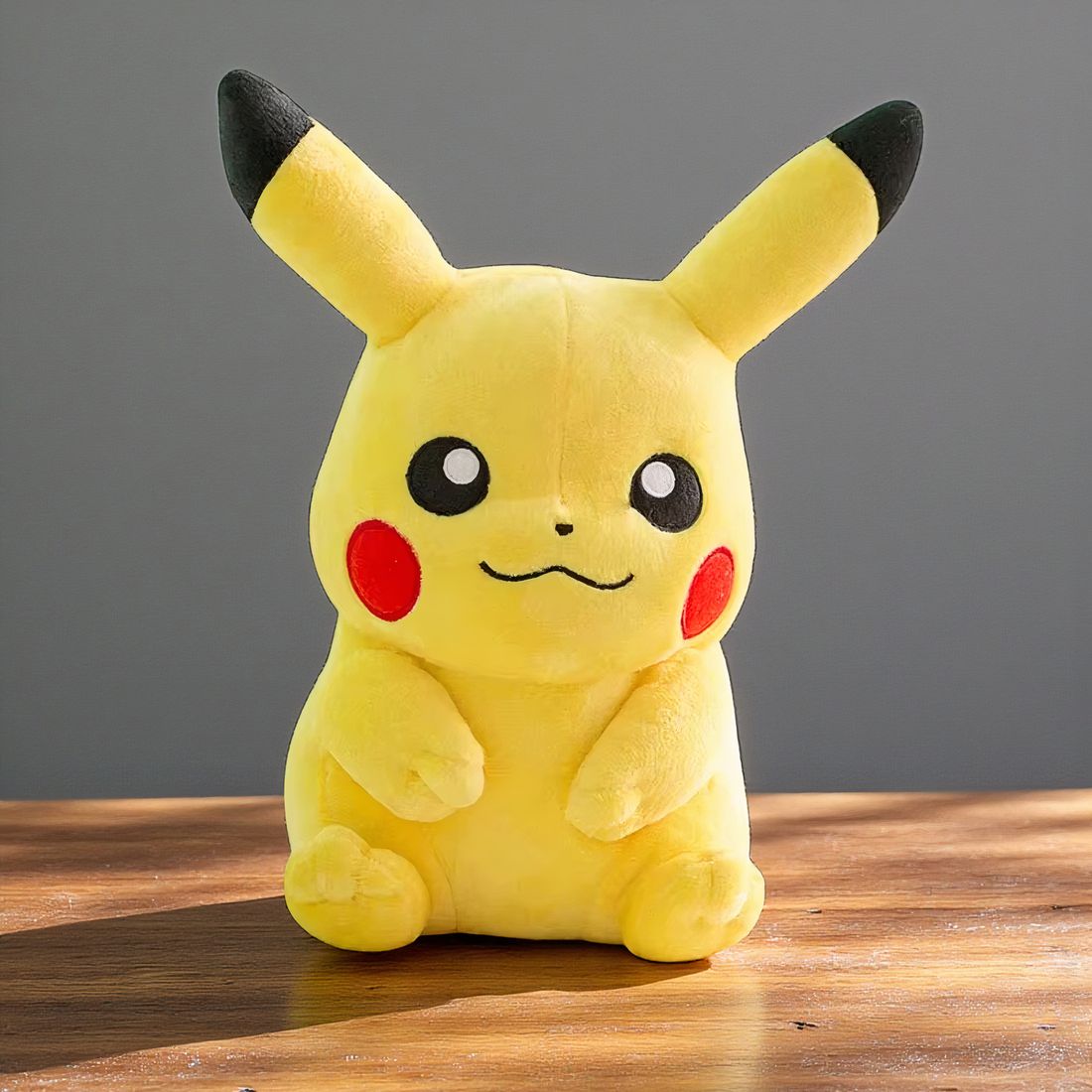 Plüschtier Pokémon – Sitzendes Pikachu mit fröhlichem Lächeln