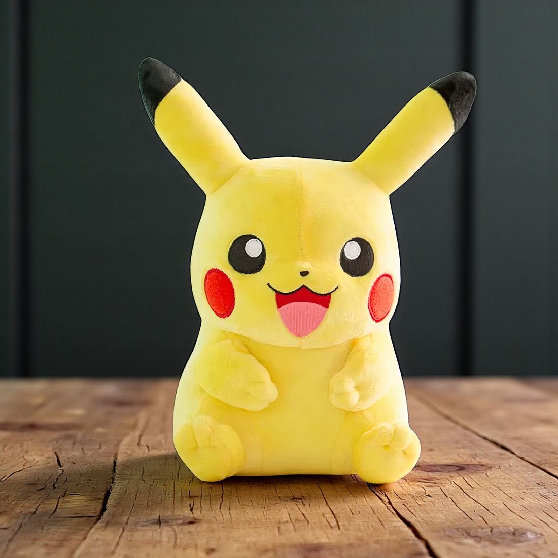 Plüschtier Pokémon – Sitzendes Pikachu mit fröhlichem Lächeln