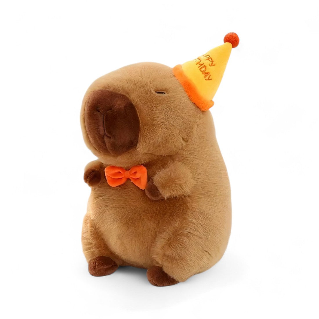 Peluche capybara avec chapeau de fête