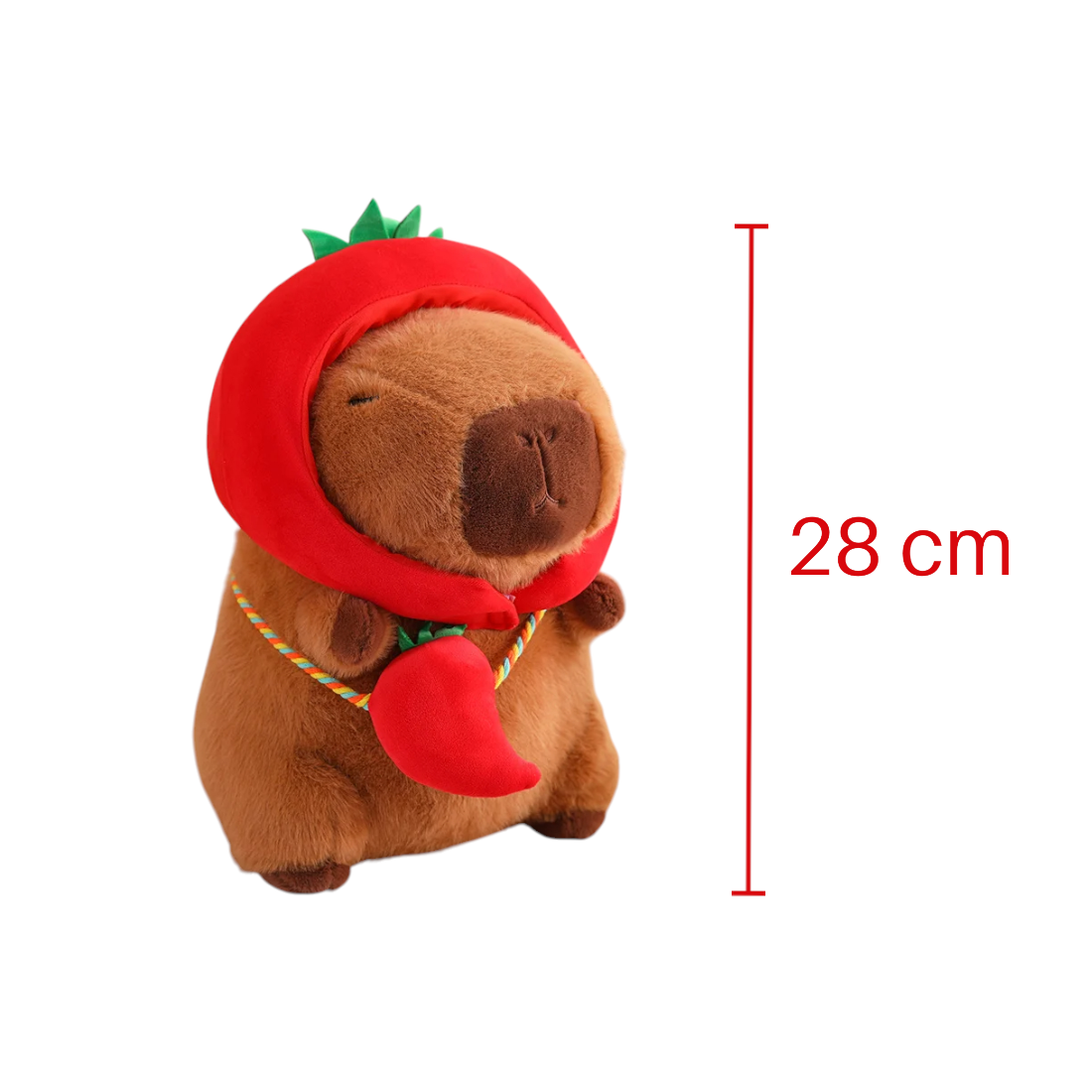 Plüschtier Capybara mit Hut und Gemüsetasche