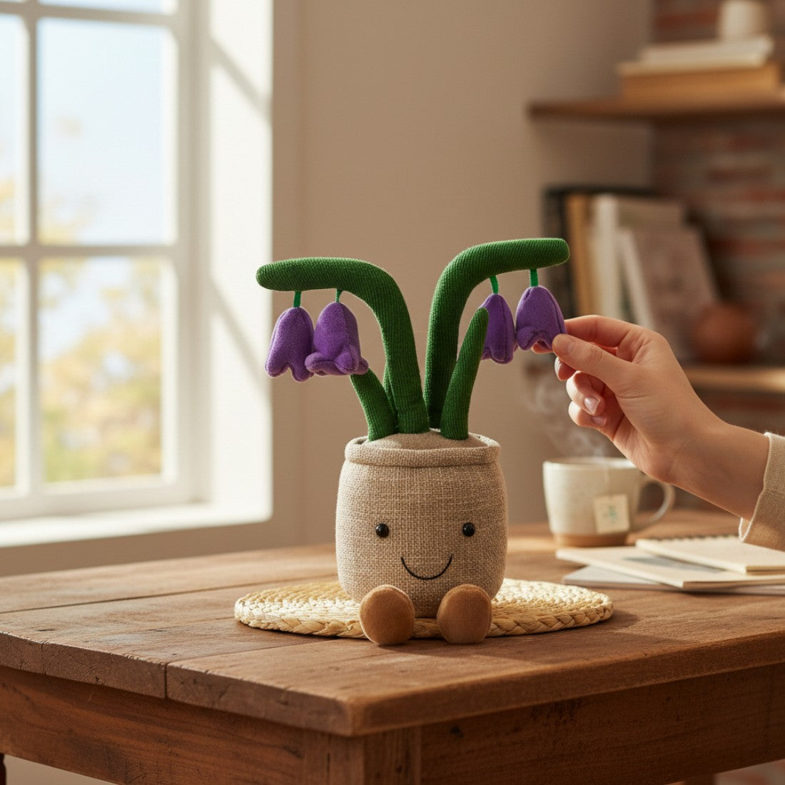 Plüschtier Pflanze Kawaii Topf mit lila Blumen
