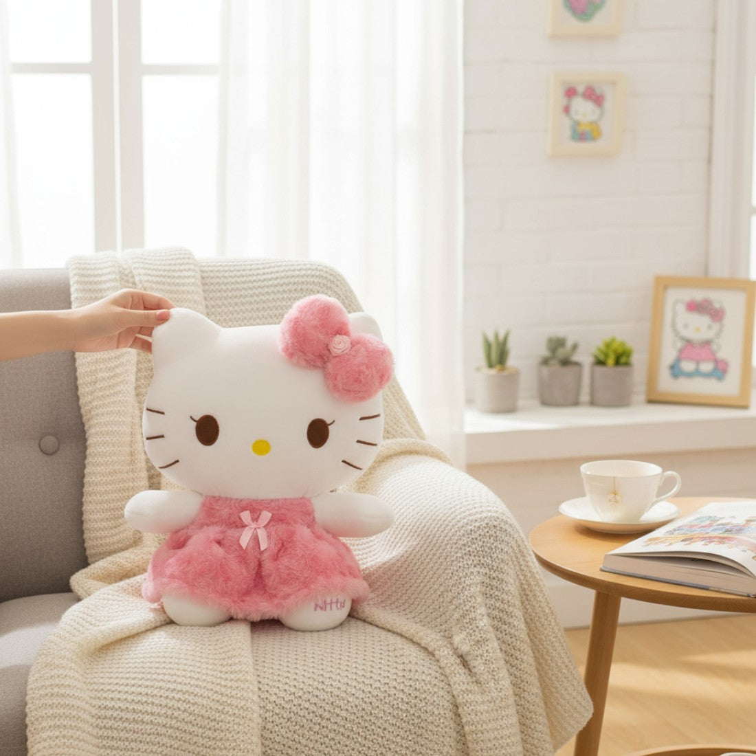Plüschtier Hello Kitty und My Melody im rosa Outfit