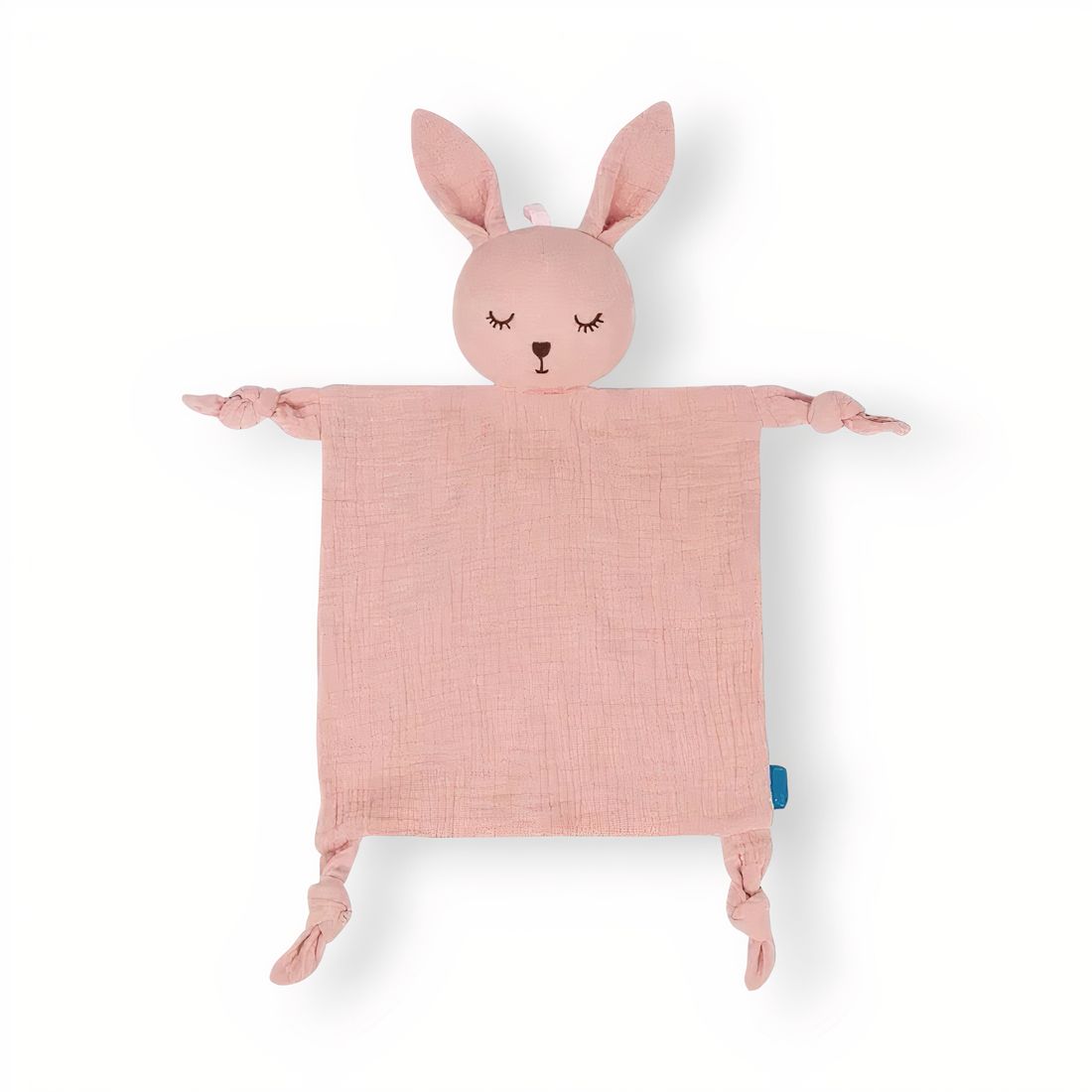 Peluche doudou lapin rose en gaze de coton