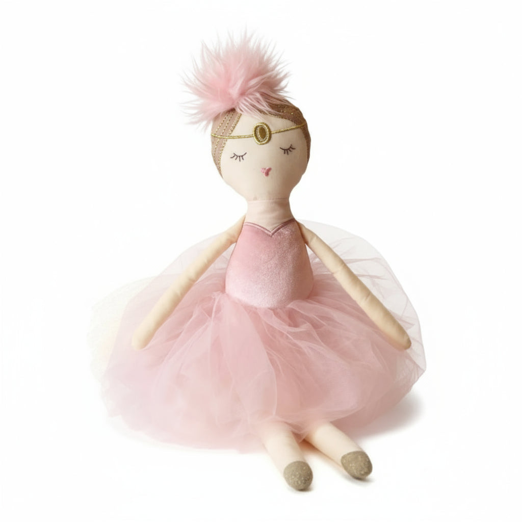 Peluche poupée danseuse étoile en robe rose