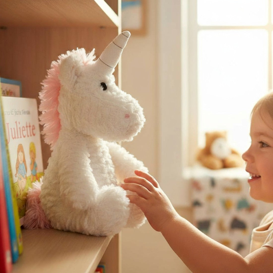 Kuscheliges weißes Einhorn-Plüschtier