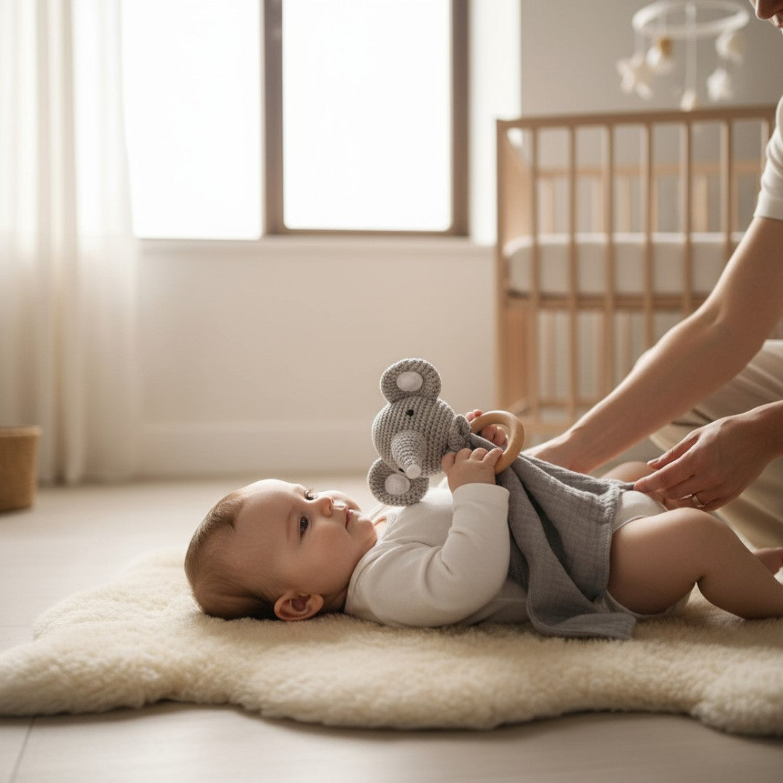 Flaches gehäkeltes Schmusetuch Elefantenkopf für Babys