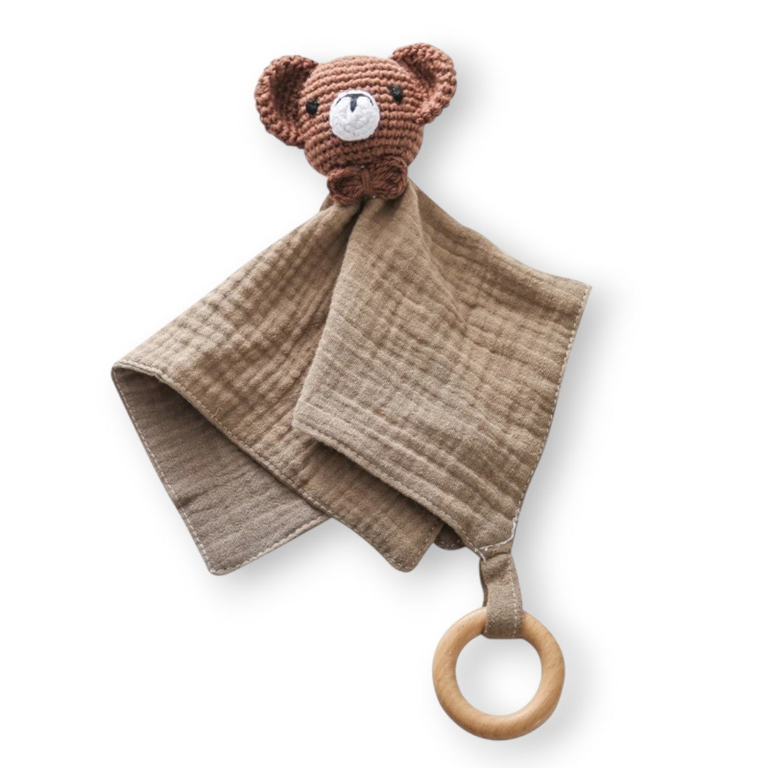 Flaches gehäkeltes Schmusetuch Bärenkopf für Babys