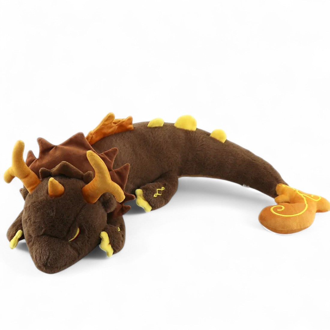 Riesiger brauner Drache im mythischen Stil aus Plüsch