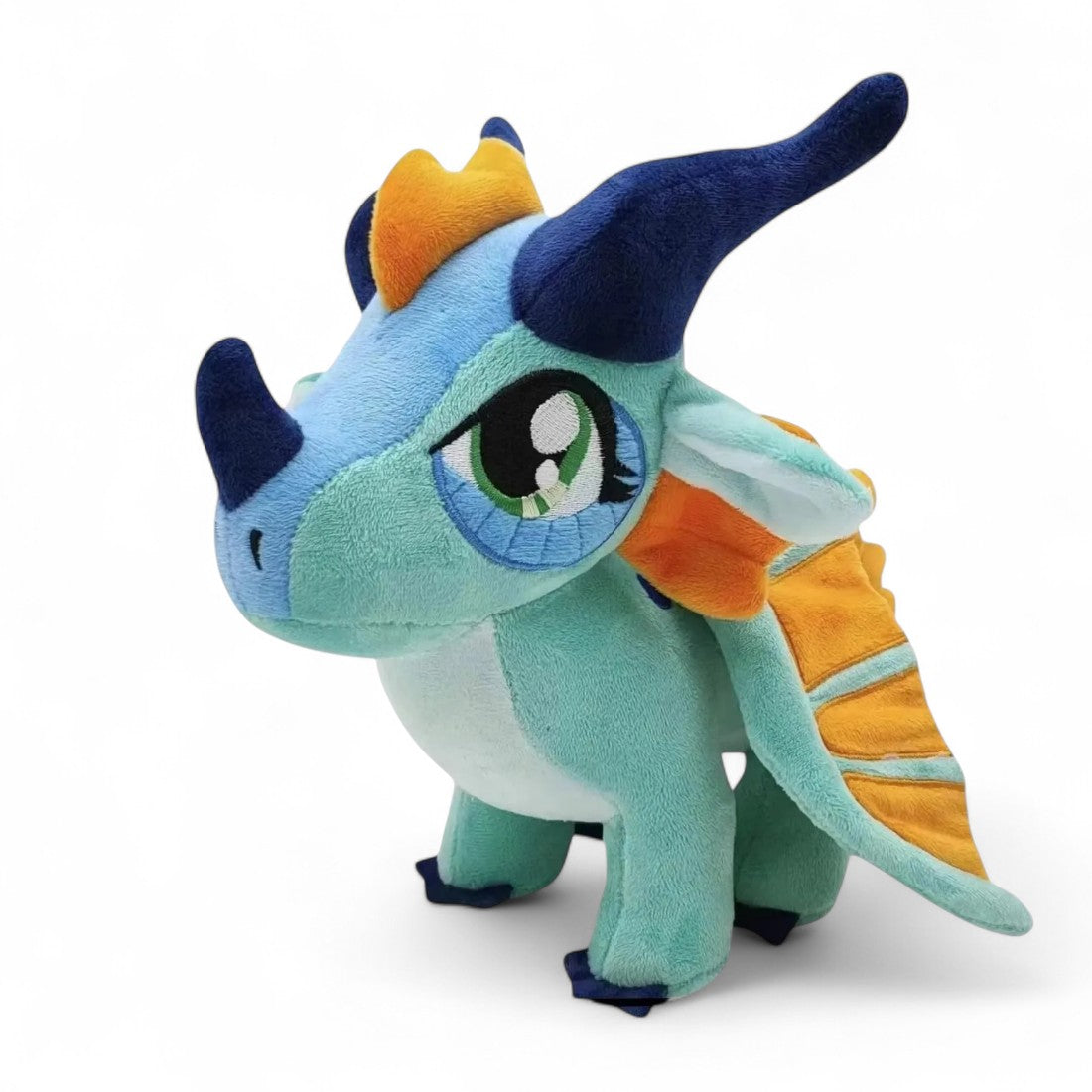 Peluche dragon féérique turquoise flamboyant