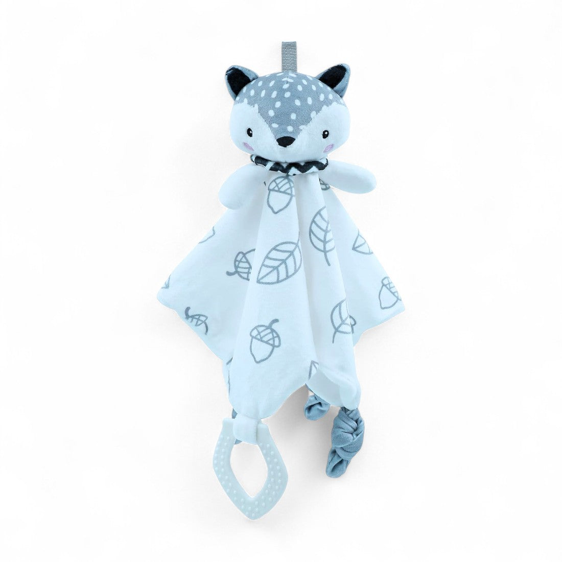 Flaches Schmusetuch Fuchs Grau Blättermuster für Babys