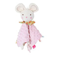 Doudou carré tête peluche souris rose pastel