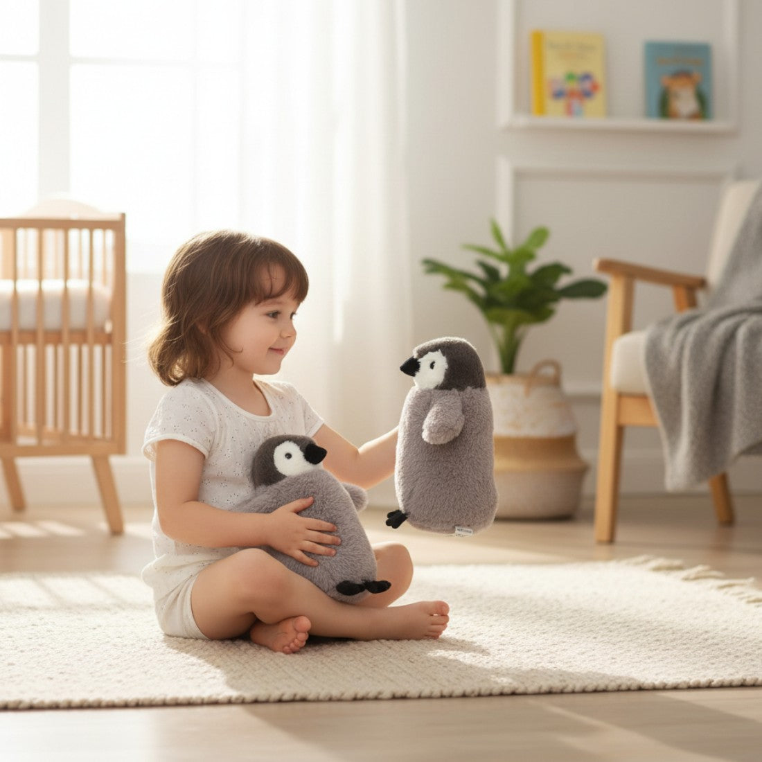 Peluche pingouin manchot câlin gris