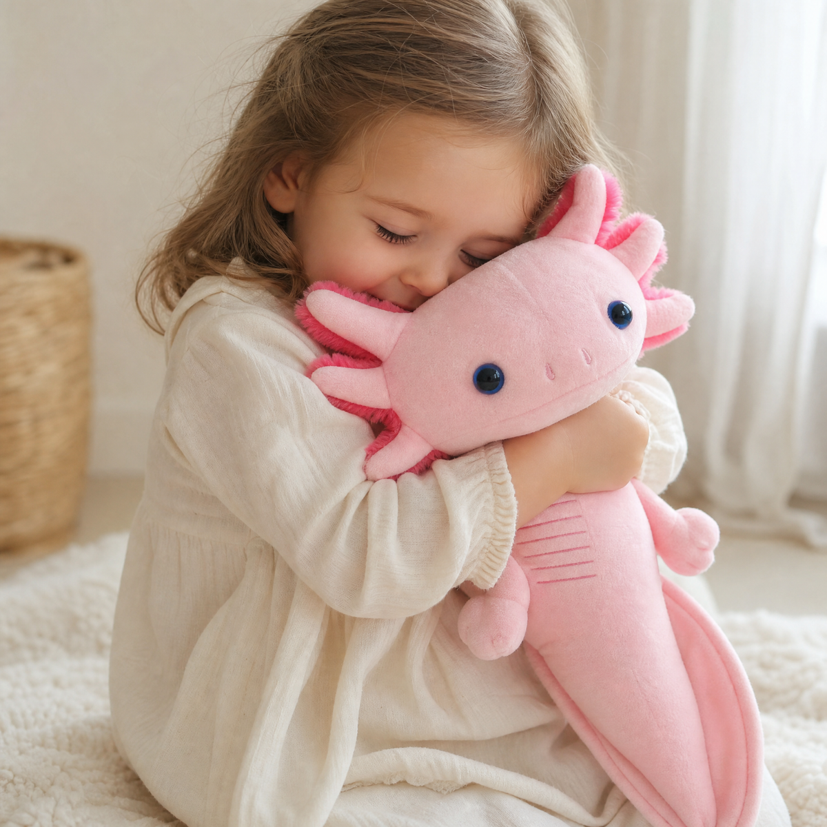 Coussin Peluche Axolotl Rose