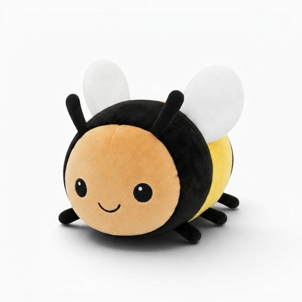 Plüschtier Biene Kawaii rund Schwarz-Gelb