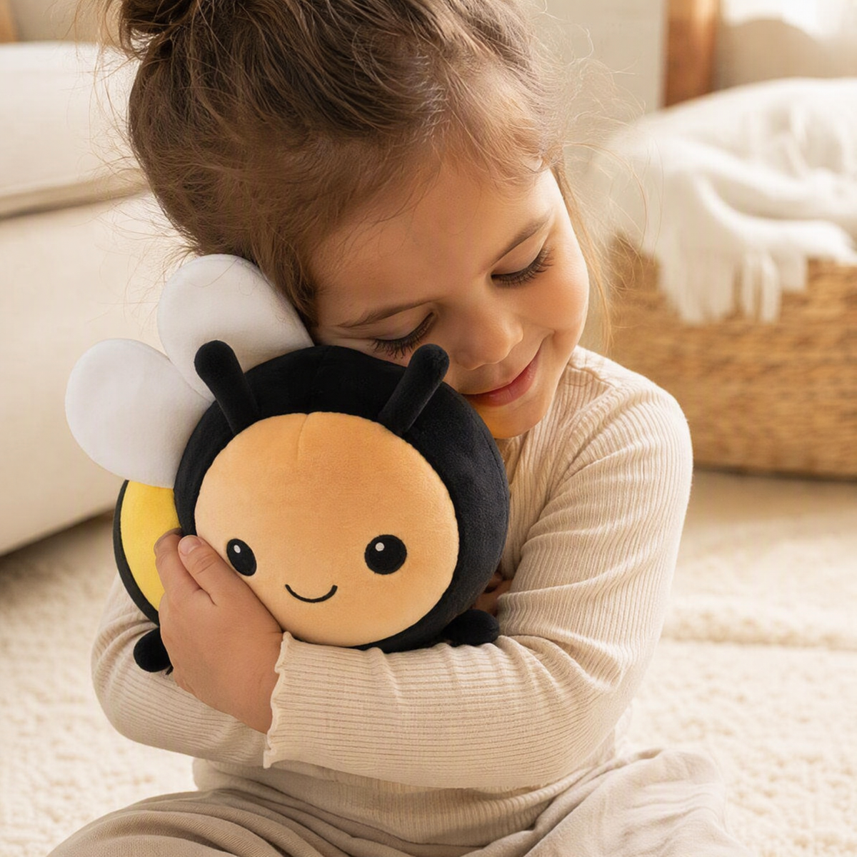 Peluche Abeille Kawaii Ronde Noir et Jaune
