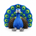 Peluche Paon Bleu avec Plumes Multicolores
