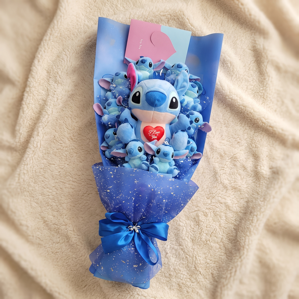 Blumenstrauß Plüschtier Stitch I Love You