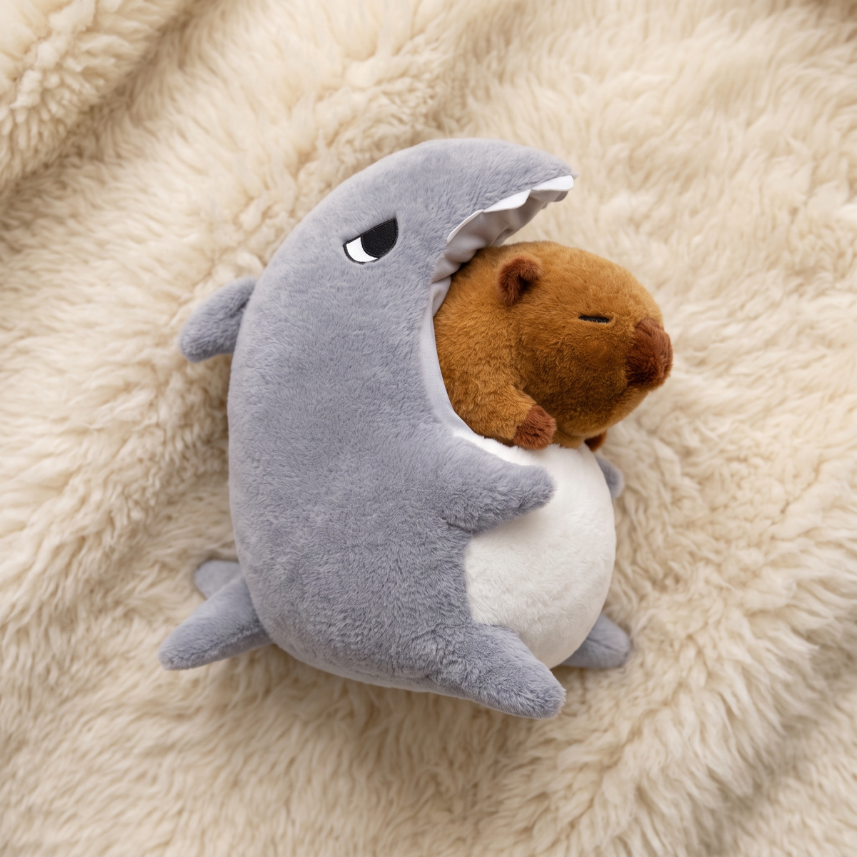 Peluche Capybara Requin Gris et Marron