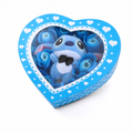 Coffret Peluche Stitch Boîte Cœur Roses Bleues