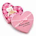 Coffret Roses Savon avec Ours en Peluche Cœur