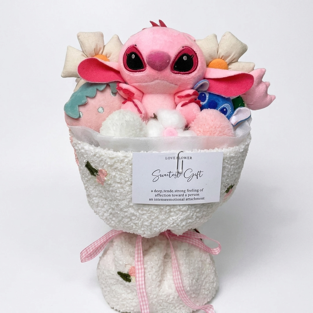 Coupe Peluche Stitch et Angel Fruits Kawaii