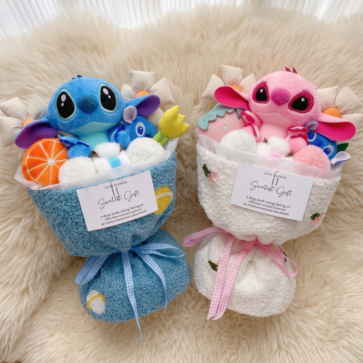Coupe Peluche Stitch et Angel Fruits Kawaii
