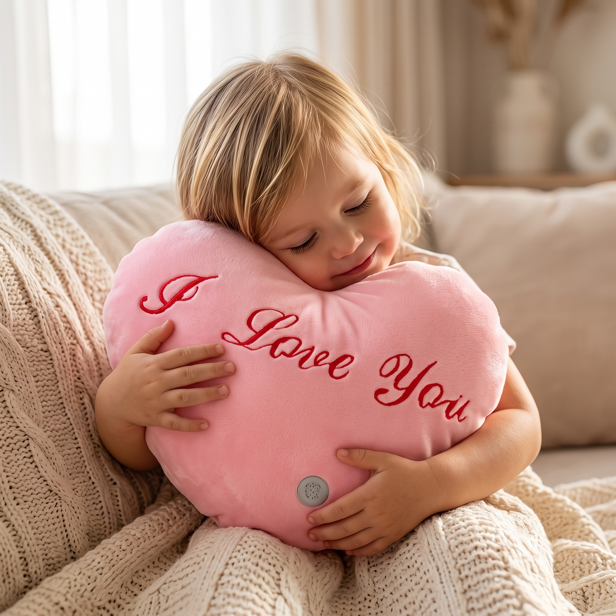 Herzkissen I Love You Rosa 35 cm