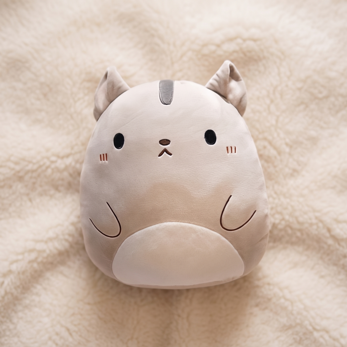Plüschkissen Katze Beige Weich