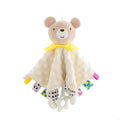 Doudou carré jaune tête peluche ourson