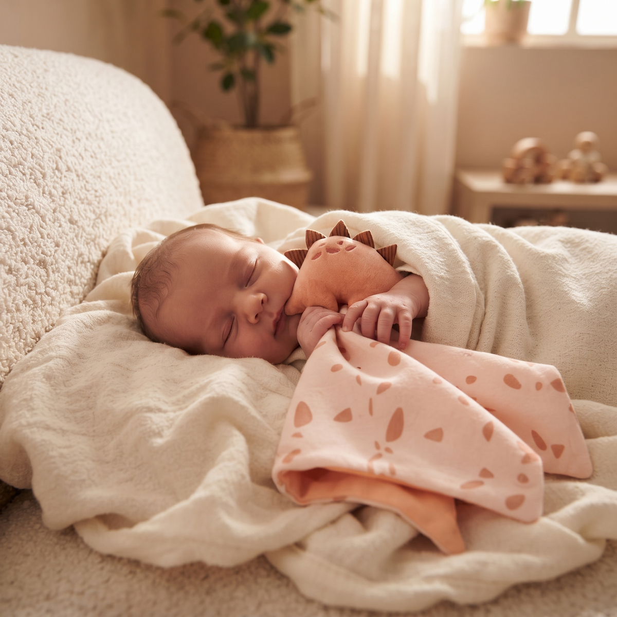 Doudou Dinosaure Pêche à Pois pour Bébé
