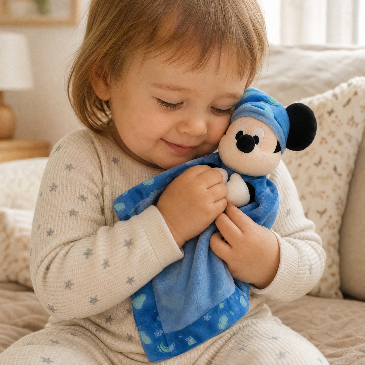 Doudou Mickey Bonnet de Nuit avec Anneau