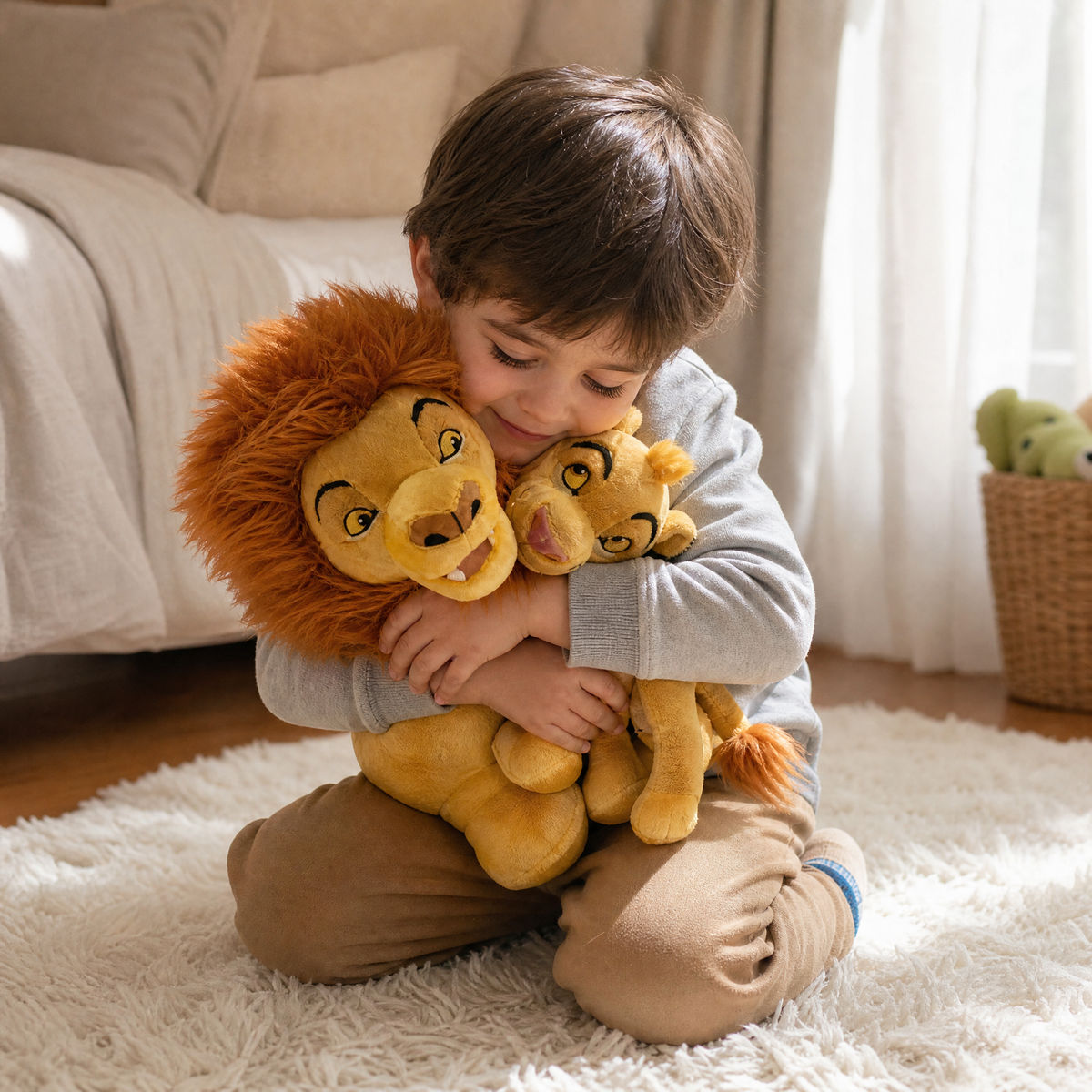 Duo Peluches Roi Lion Mufasa et Simba