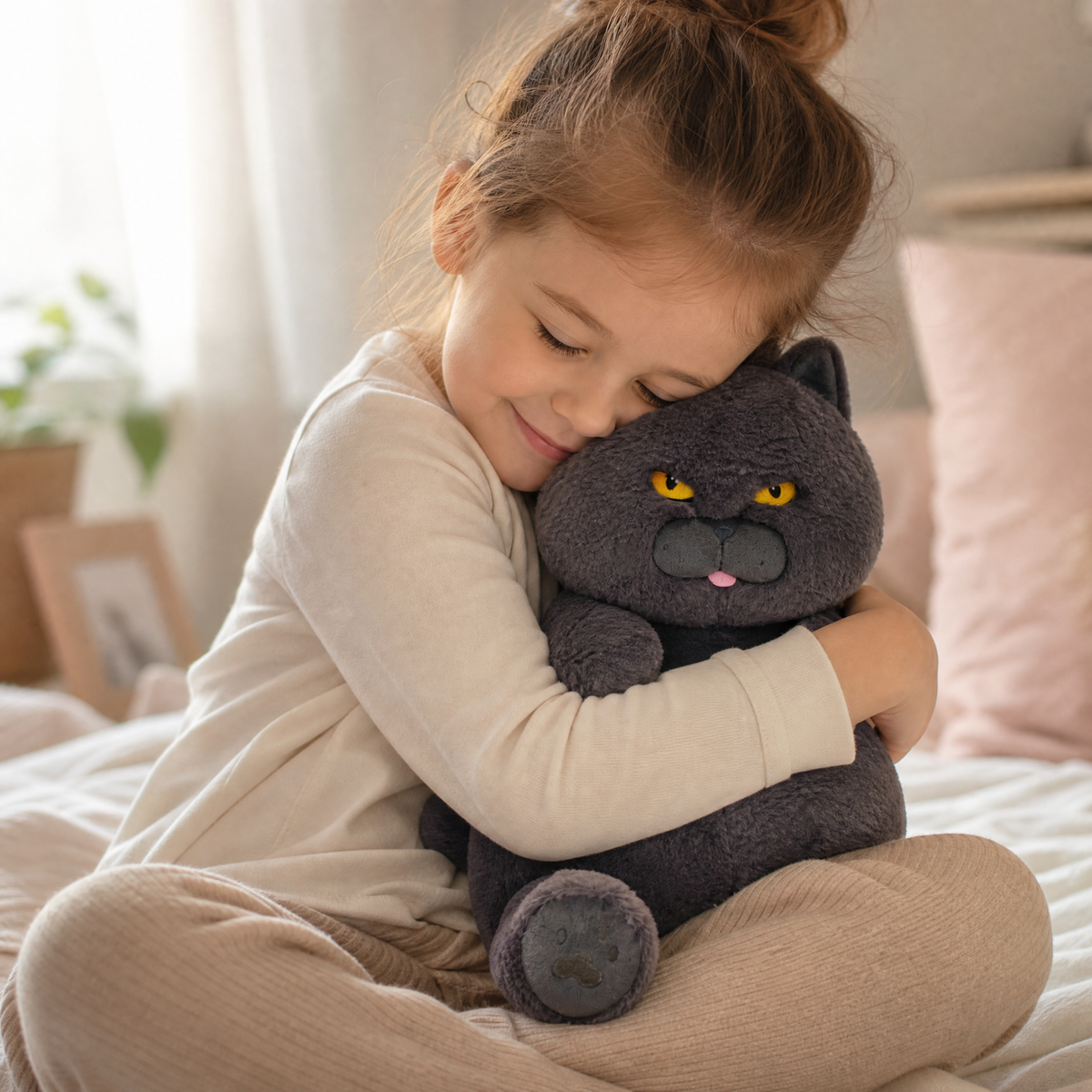 Peluche Chat Grincheux Gris