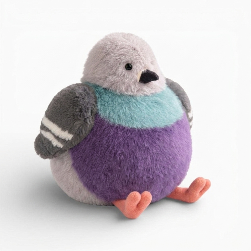 Peluche Oiseau Pigeon Violet Dodu