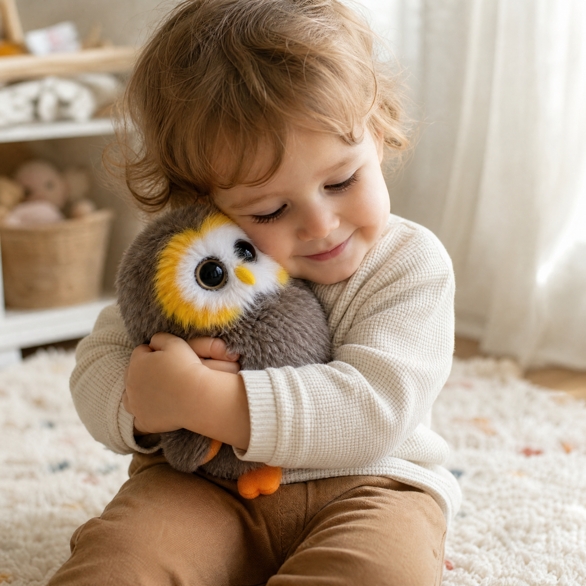 Peluche Hibou Duveteux aux Grands Yeux