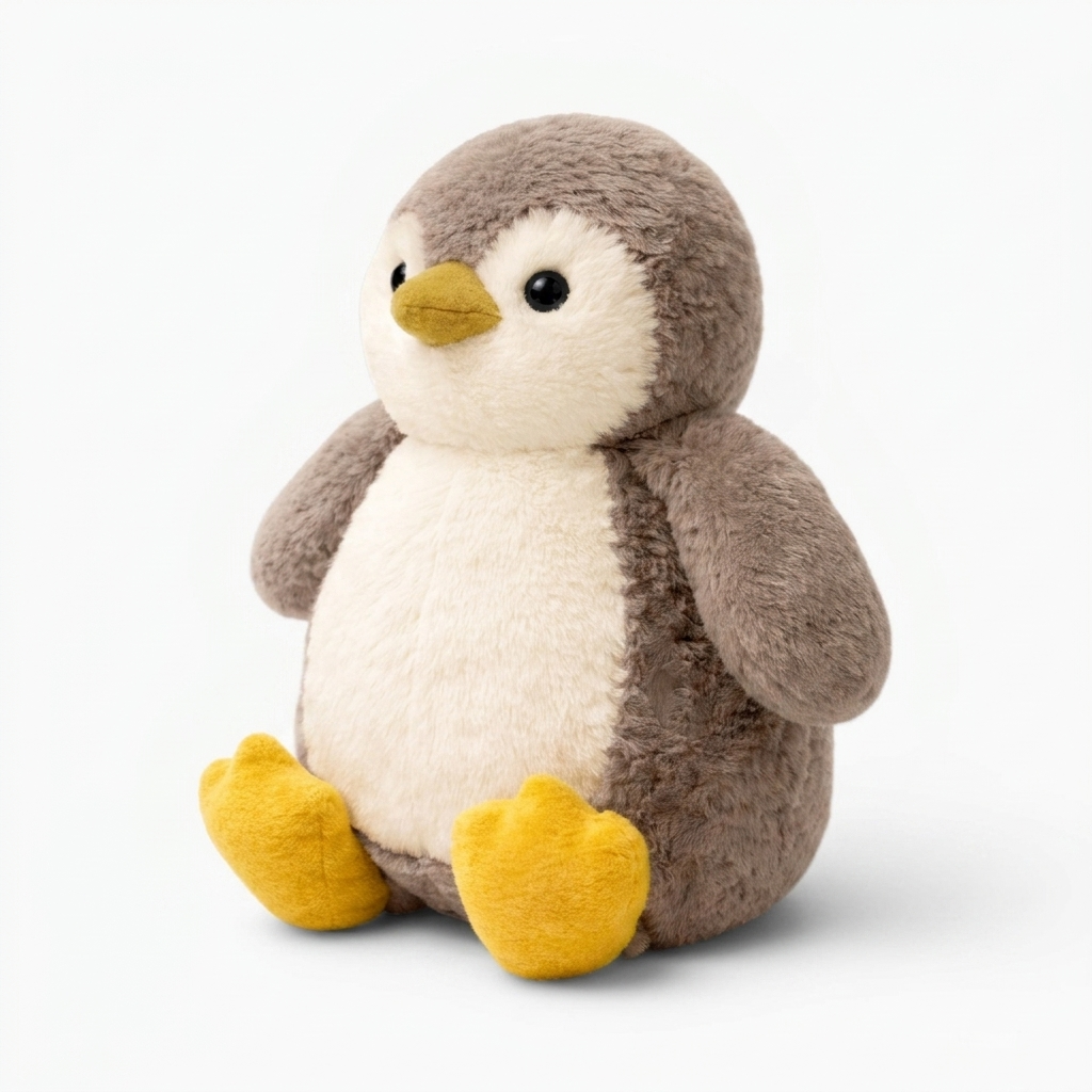 Weiches Pinguin-Plüschtier Taupe-Weiß