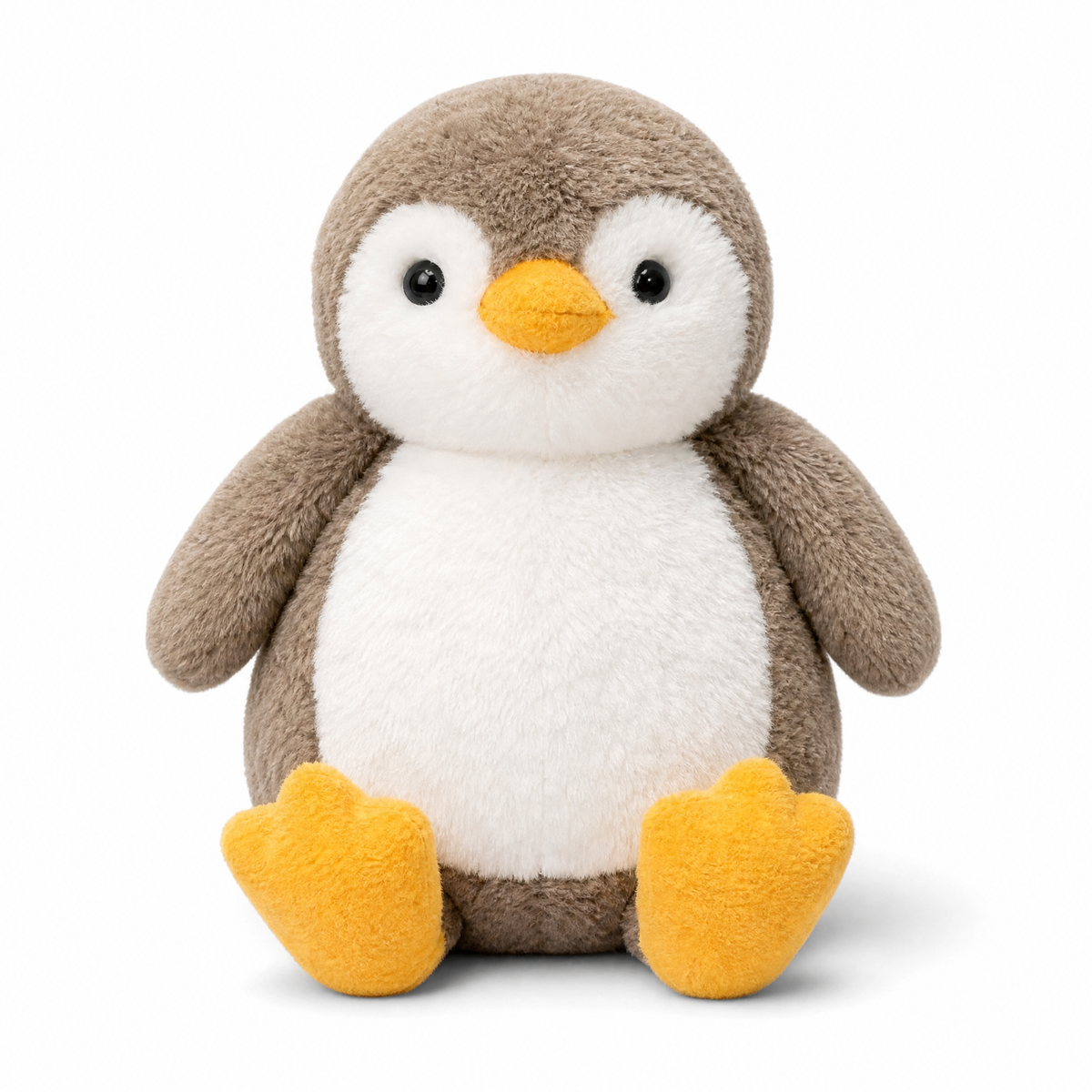 Peluche Pingouin Doux Taupe et Blanc