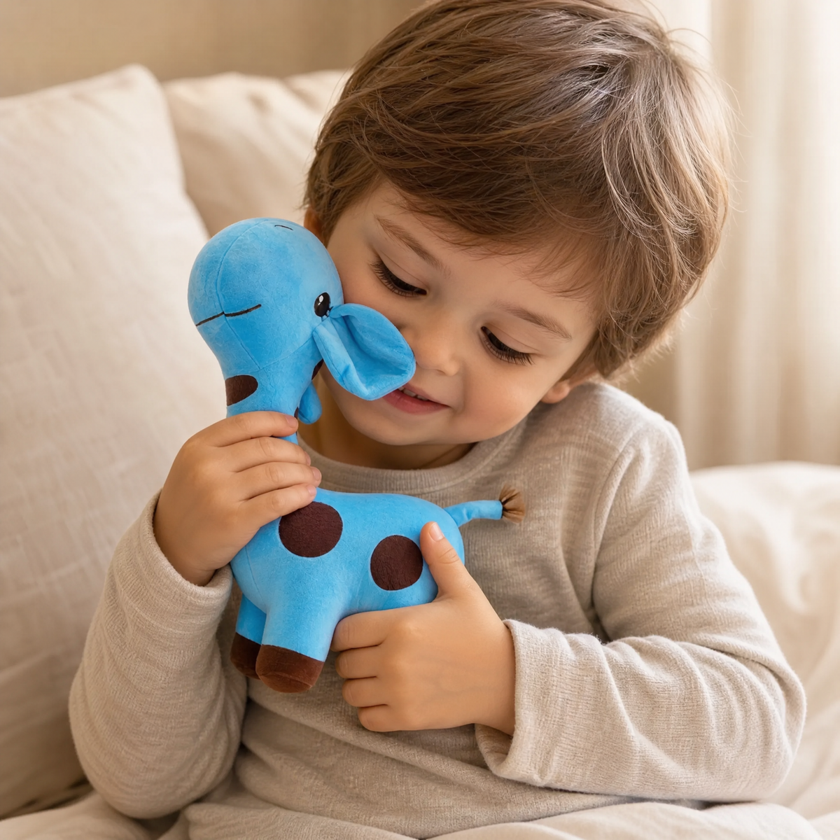 Girafe Peluche Bleue Douce