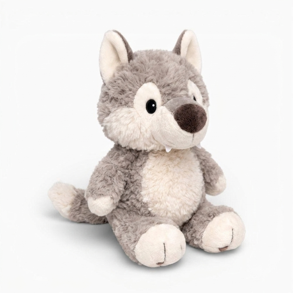 Peluche Loup Gris Assis