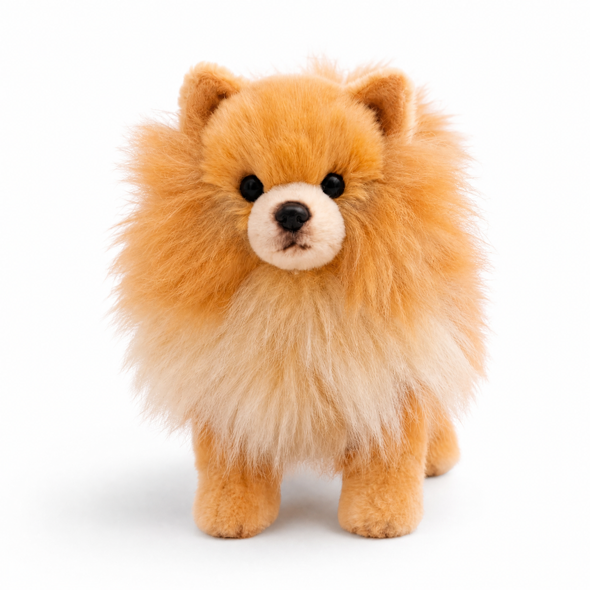 Peluche Chien Réaliste Spitz Fauve à Poils Longs