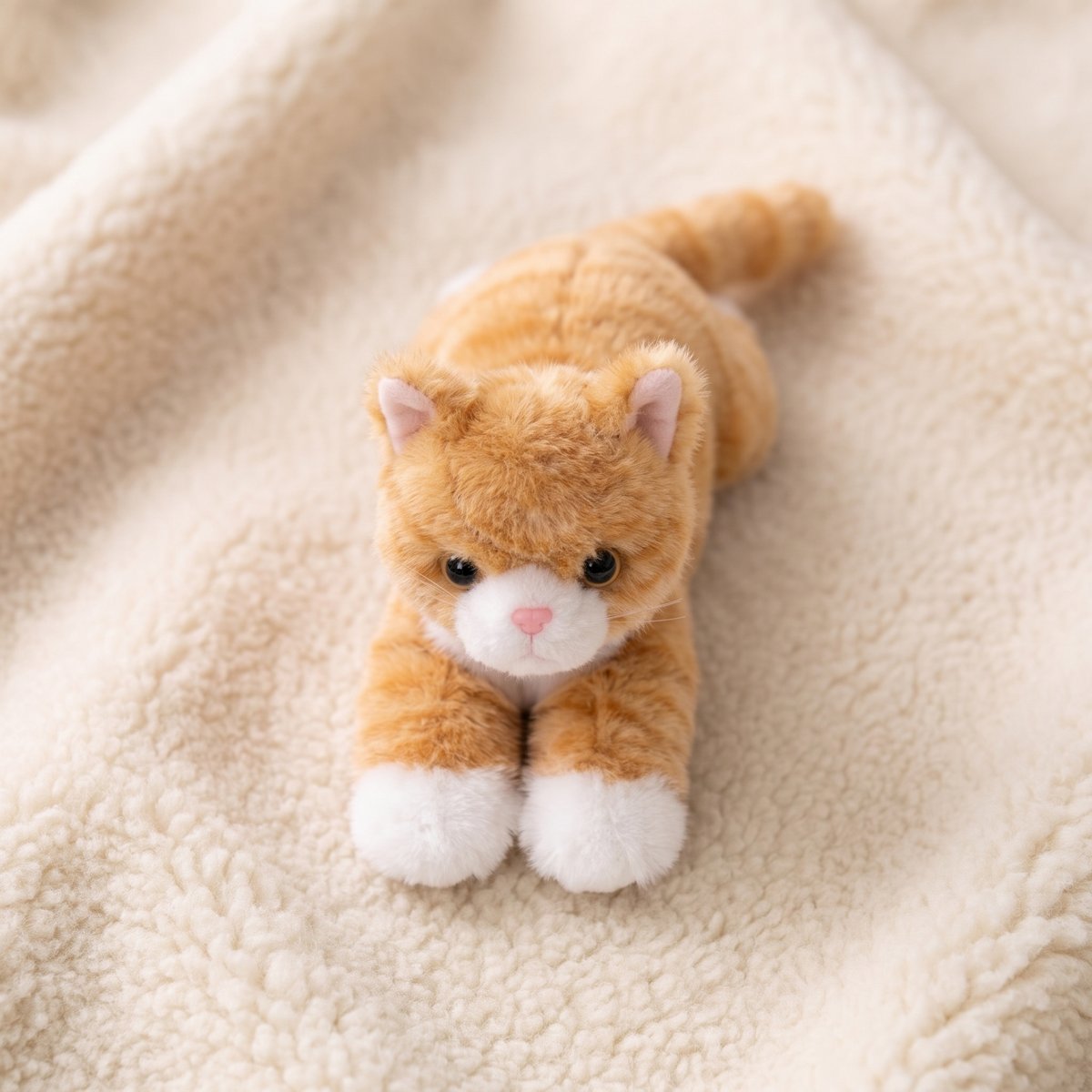 Realistisches Plüschtier Liegende rote Katze