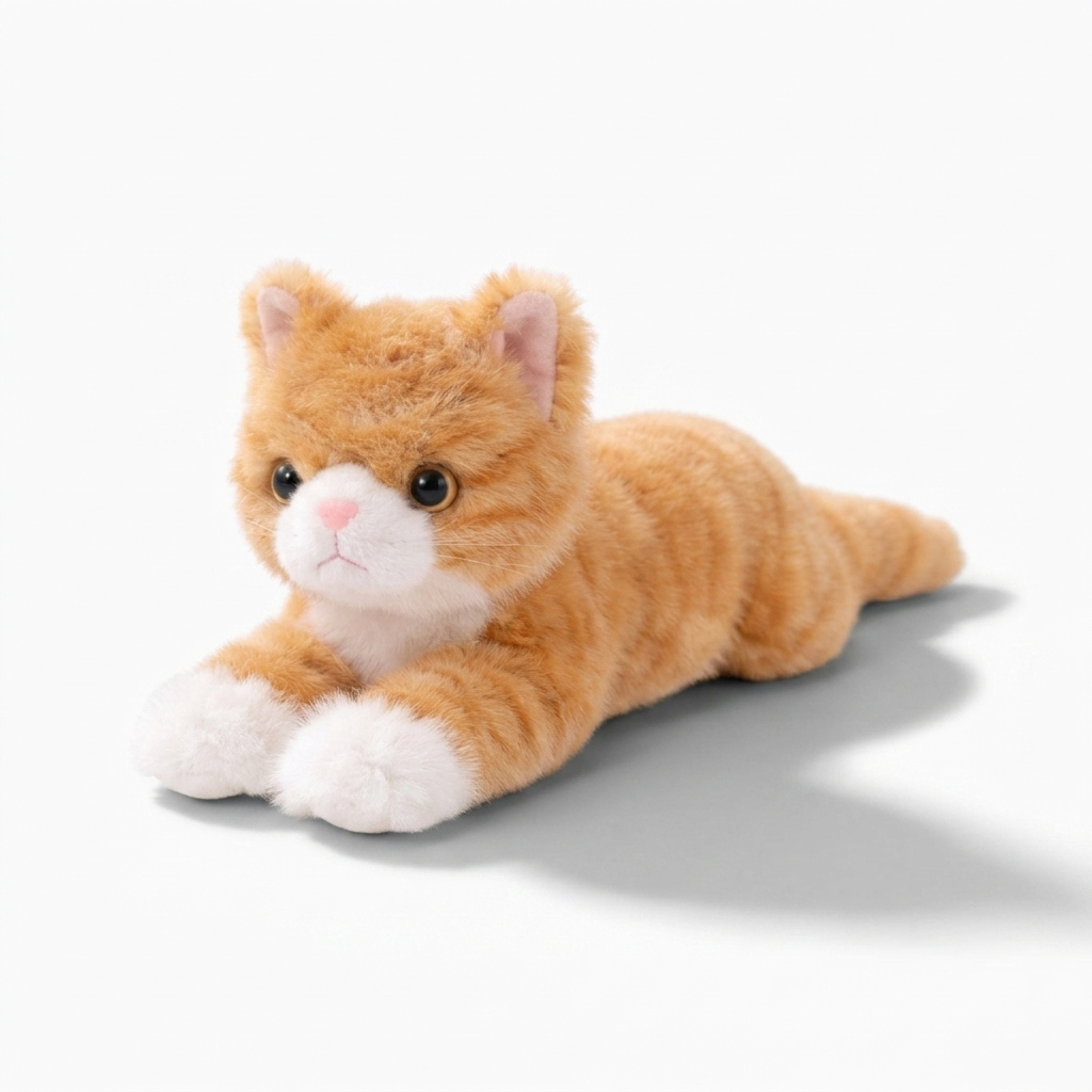 Realistisches Plüschtier Liegende rote Katze