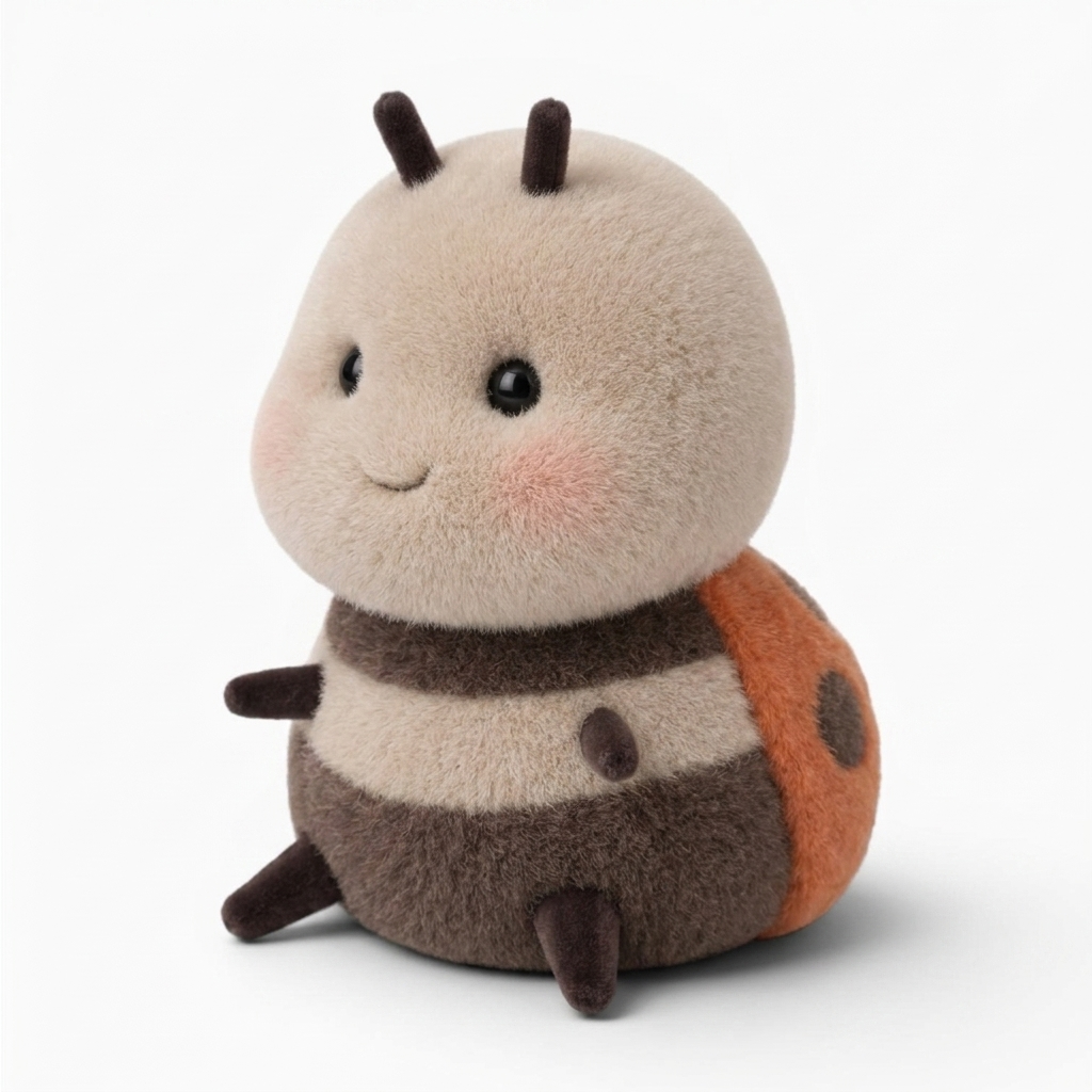 Peluche Coccinelle Kawaii Beige et Orange