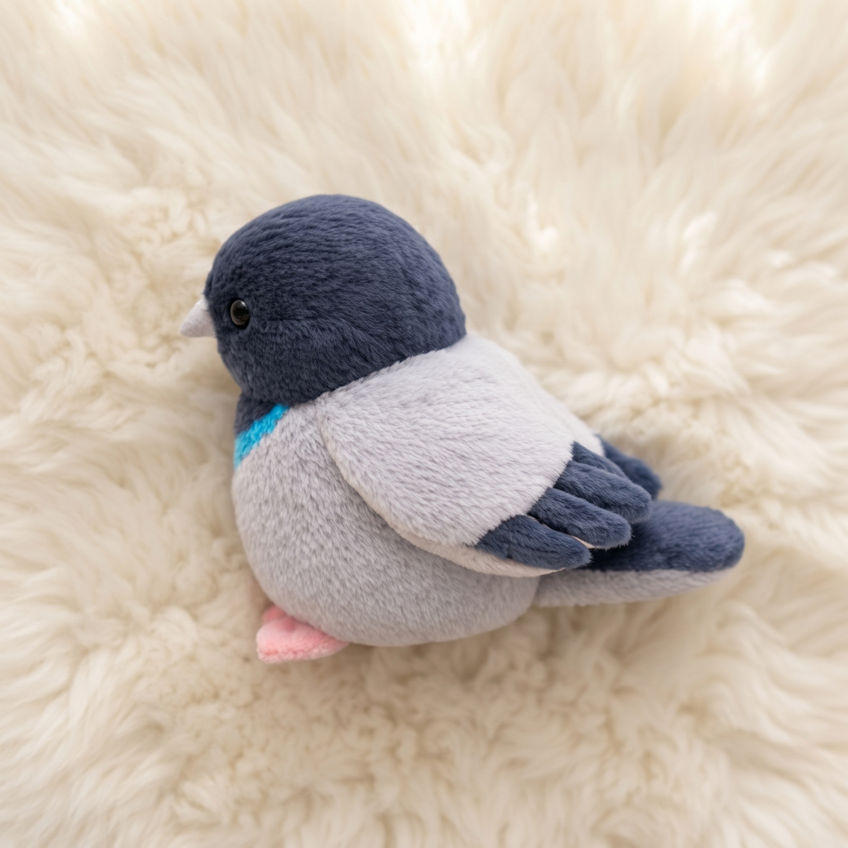 Peluche Oiseau Sonore Pigeon Bleu et Gris