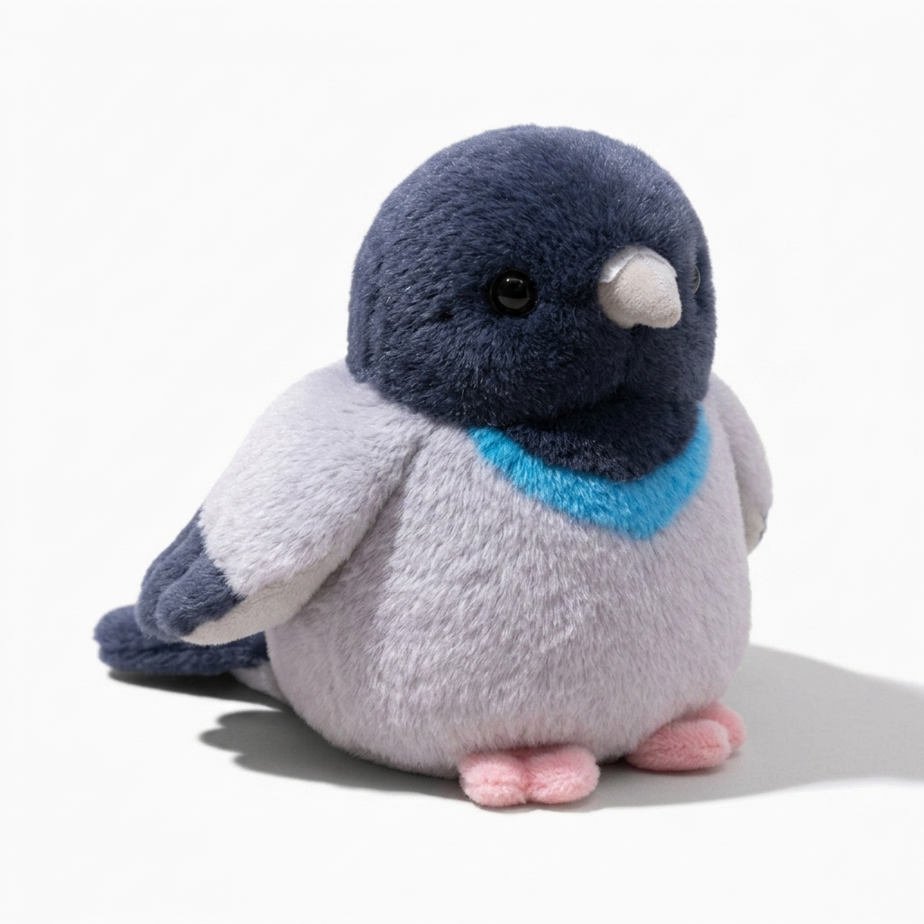 Peluche Oiseau Sonore Pigeon Bleu et Gris