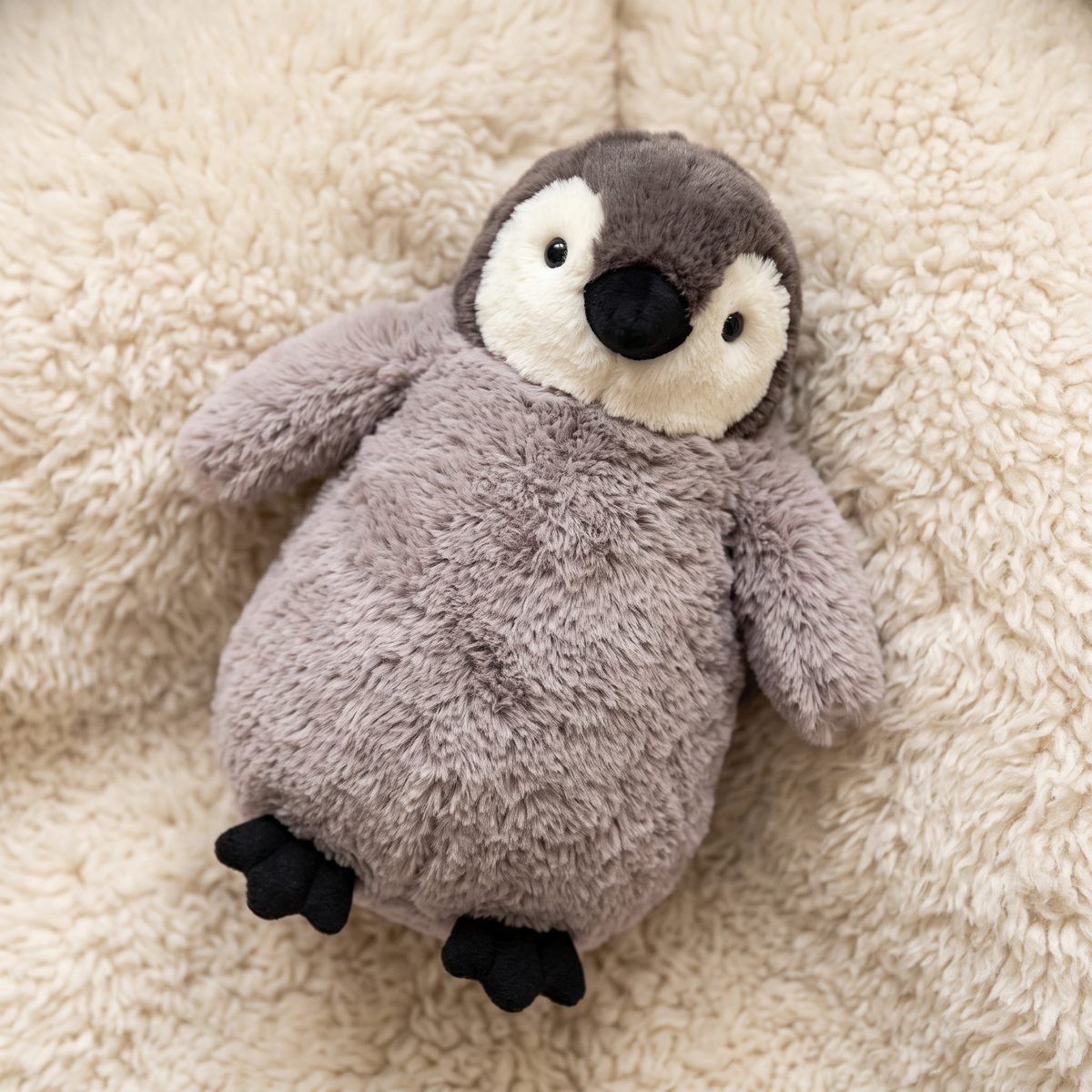 Peluche Coussin Pingouin Gris Mauve