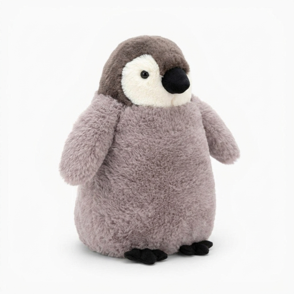 Peluche Coussin Pingouin Gris Mauve