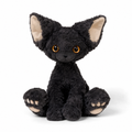 Plüschtier Schwarze Katze mit Lockenfell und großen Augen