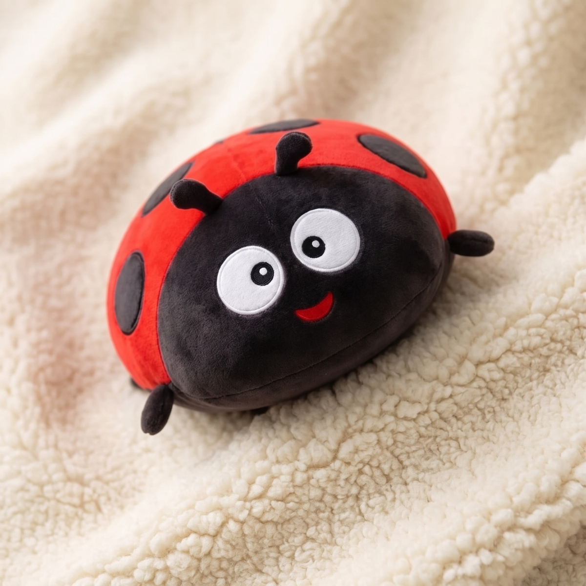 Peluche Coccinelle Rouge et Noir à Pois